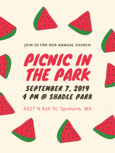 Picnic in the park, spokane church of christ sunrise